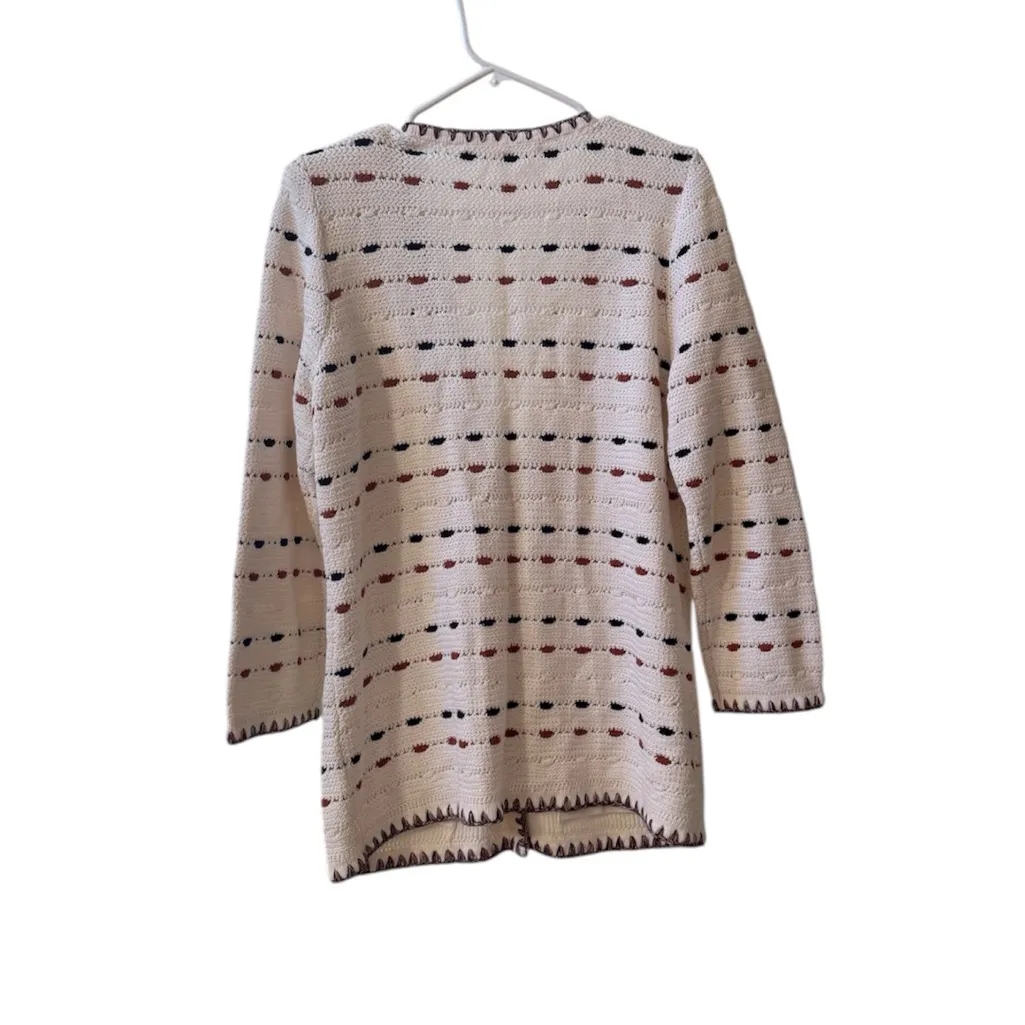 VERONICA BEARD Ceriani Knit Jacket Off White Multi Sz L - Image 4