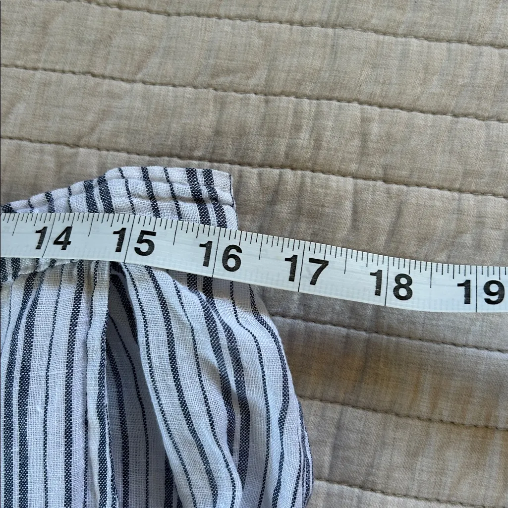 Bryn Walker 100% Linen white blue stripe Lagenlook Boho Wide Leg Pants L - Image 9