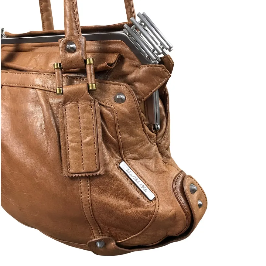 DIESEL Black Gold Studded Leather Handbag Brown Rare Boho Unique Vintage Timeles - Image 9