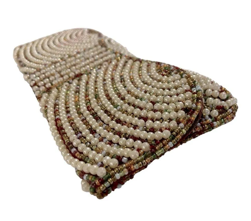 okpta1519426 Hand Beaded
Pearl and bead Clutch Purse Red - Image 6