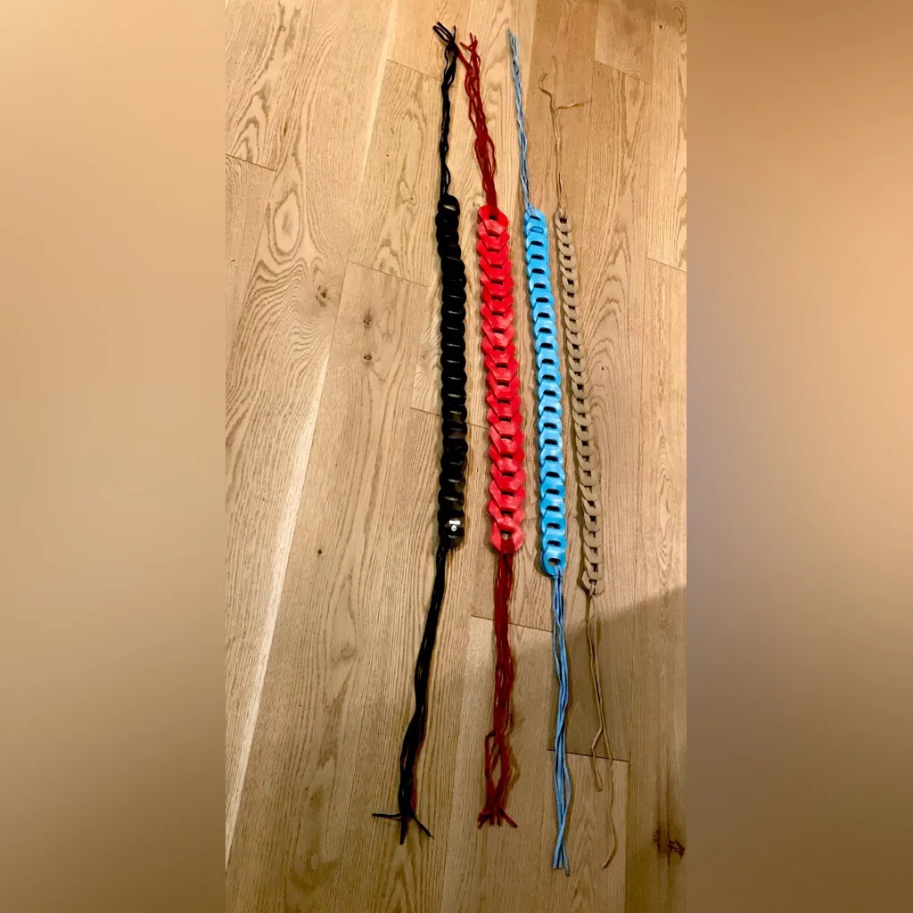 Vintage hippie vegan leather braided belt bundle Blue - Image 8