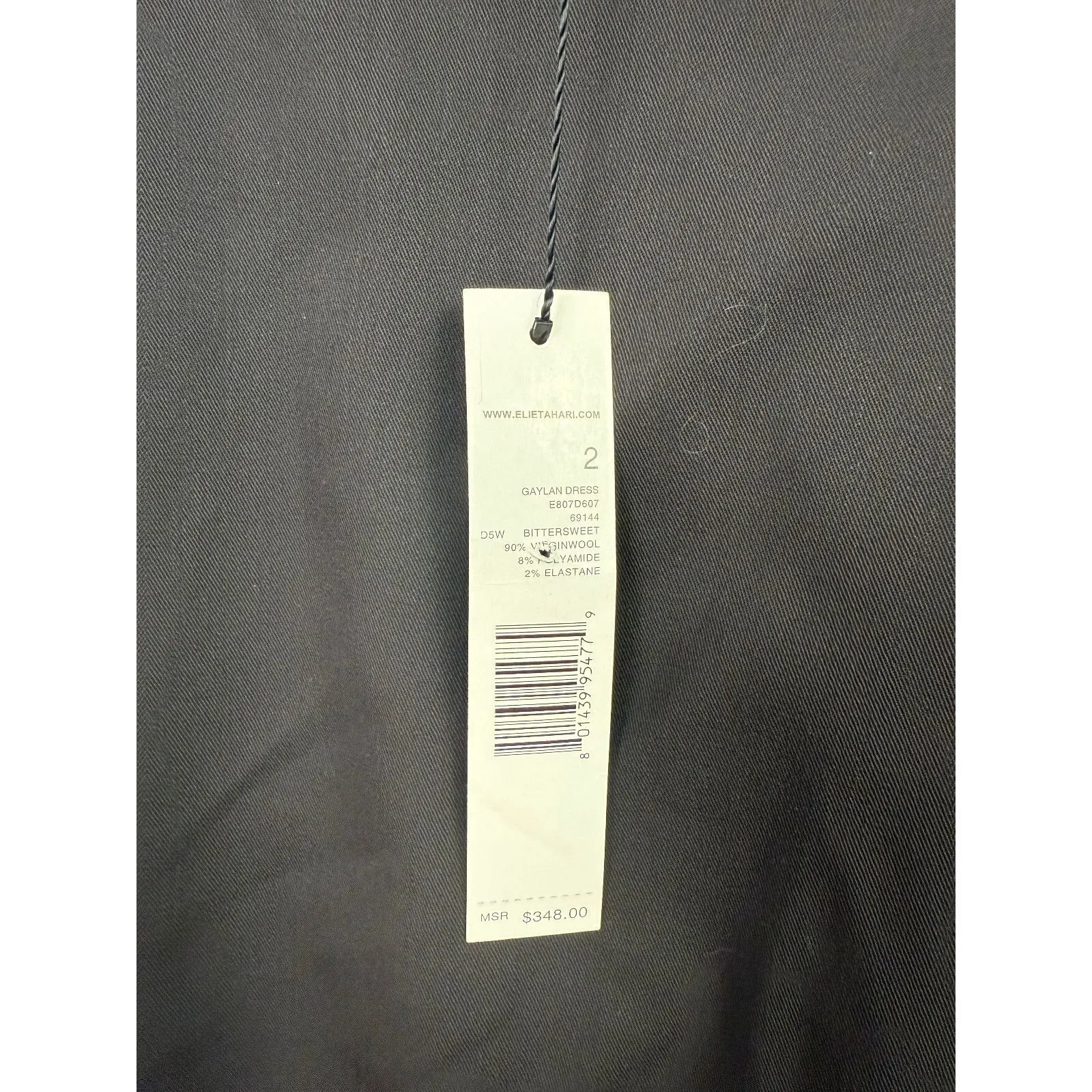 NEW ELIE TAHARI‎ Gaylan Dress Size 2 Rayon Wool Babydoll Black Goth Lined - Image 3