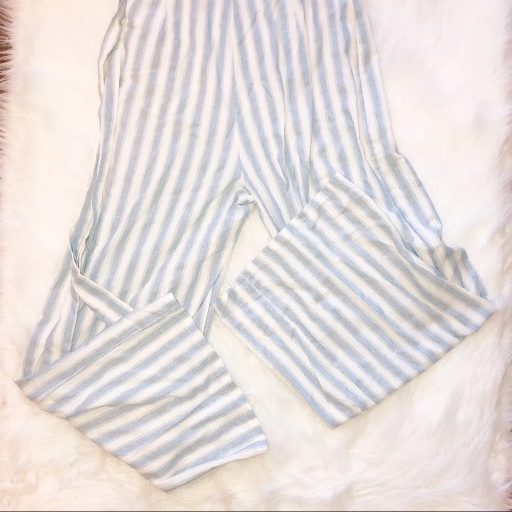 Lara Fashion medium blue striped boho pants romper - Image 5