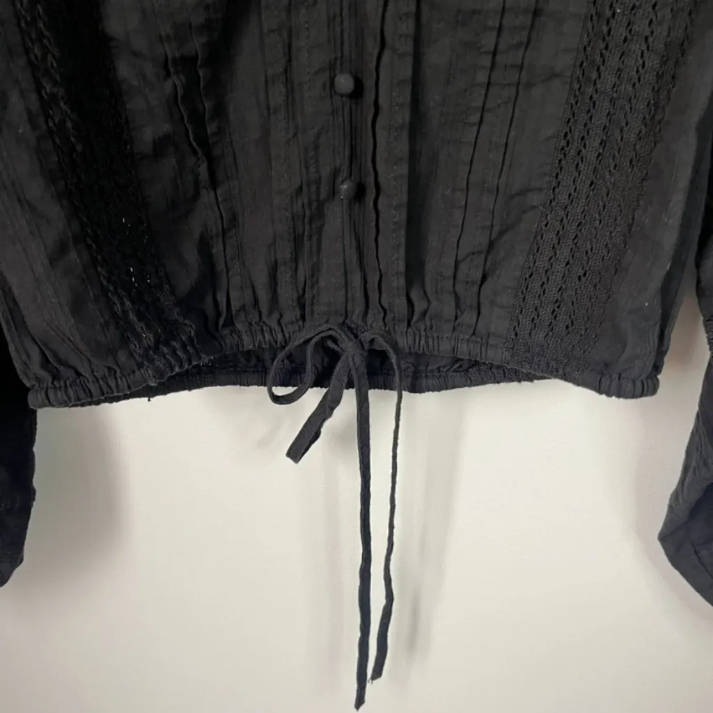 House of Harlow 1960 Black Eyelet Blouse Women's XS - Image 2