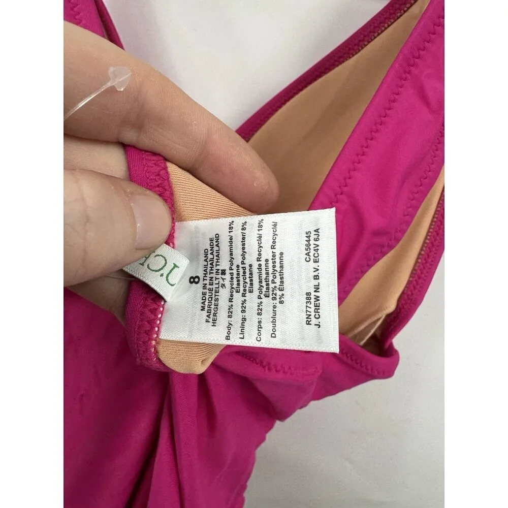 J. Crew Women's SZ 8 Pink Ruched V-Neck‎ One-Piece Swimsuit Poolside NEW Resort - Image 4