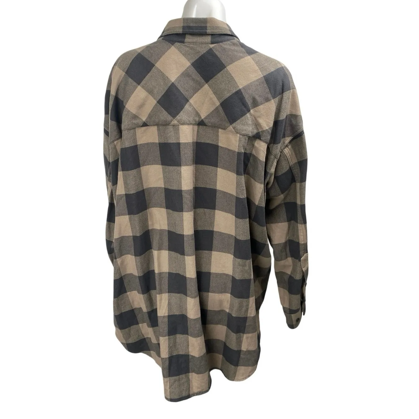 Aritzia Wilfred Brown Plaid Checkered Long Sleeve Button Down Shirt Top Size M - Image 2