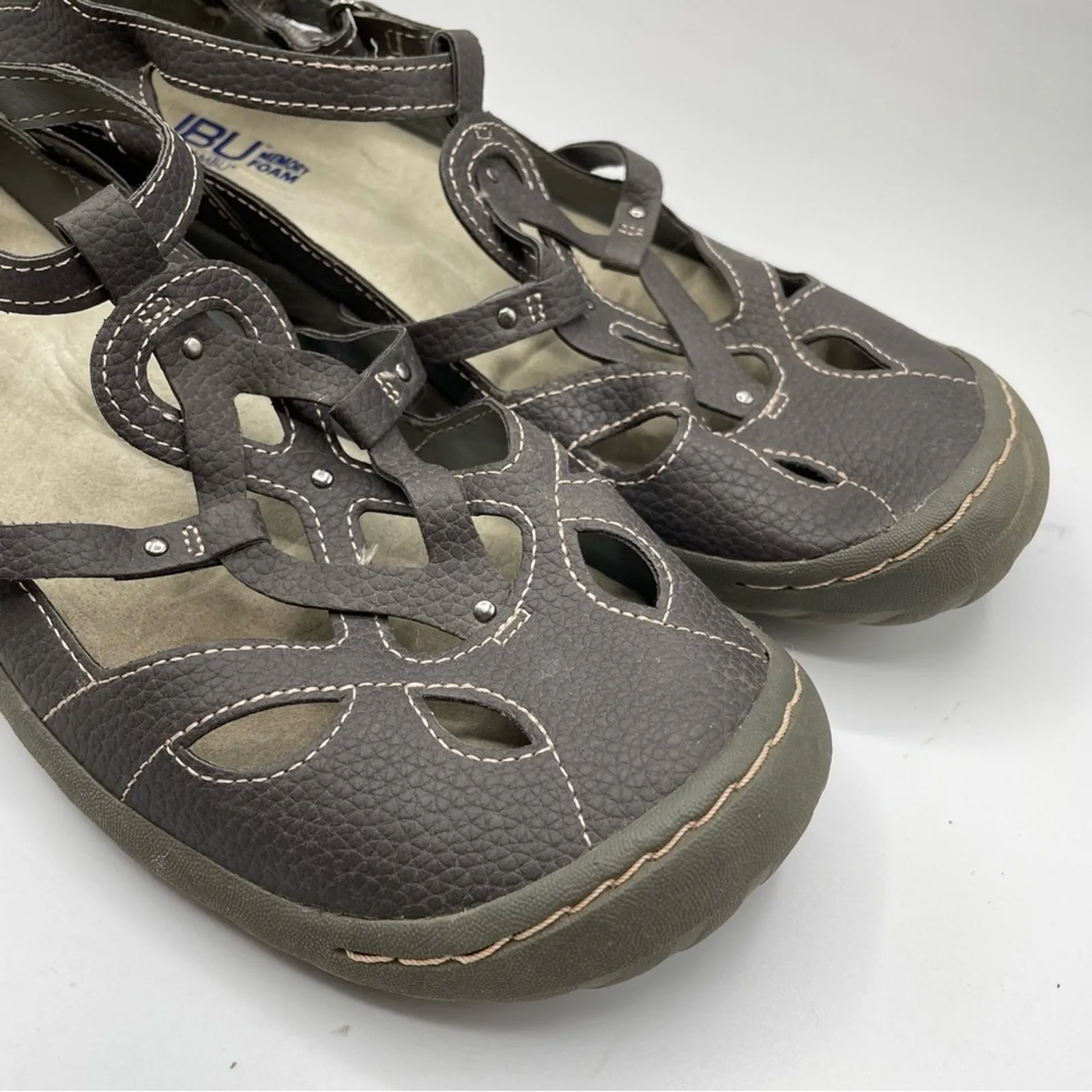 JBU by Jambo Grey Leather Strappy Comfort Sandals Womens 9 Outdoorsy Gorpcore - Image 2