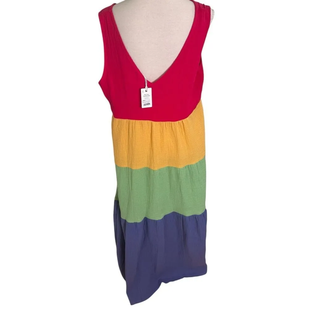 Marine Layer Corinne Maxi Dress in Rainbow Colorblock Size XL NWT - Image 6