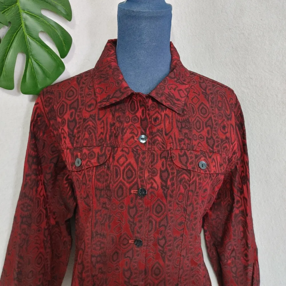 Chico's  Silk Blend Brocade Shirt Jacket - Image 2