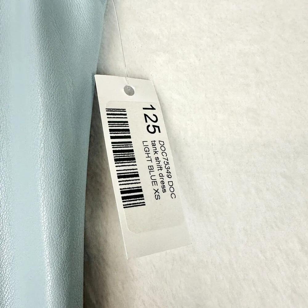 Dolce Cabo Faux Leather Sleeveless Dress Size XS NWT Light Blue Tank Shift - Image 8