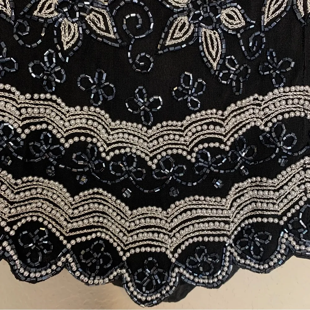 Vintage Papell Boutique Floral Beaded Evening Top Size L - Image 7