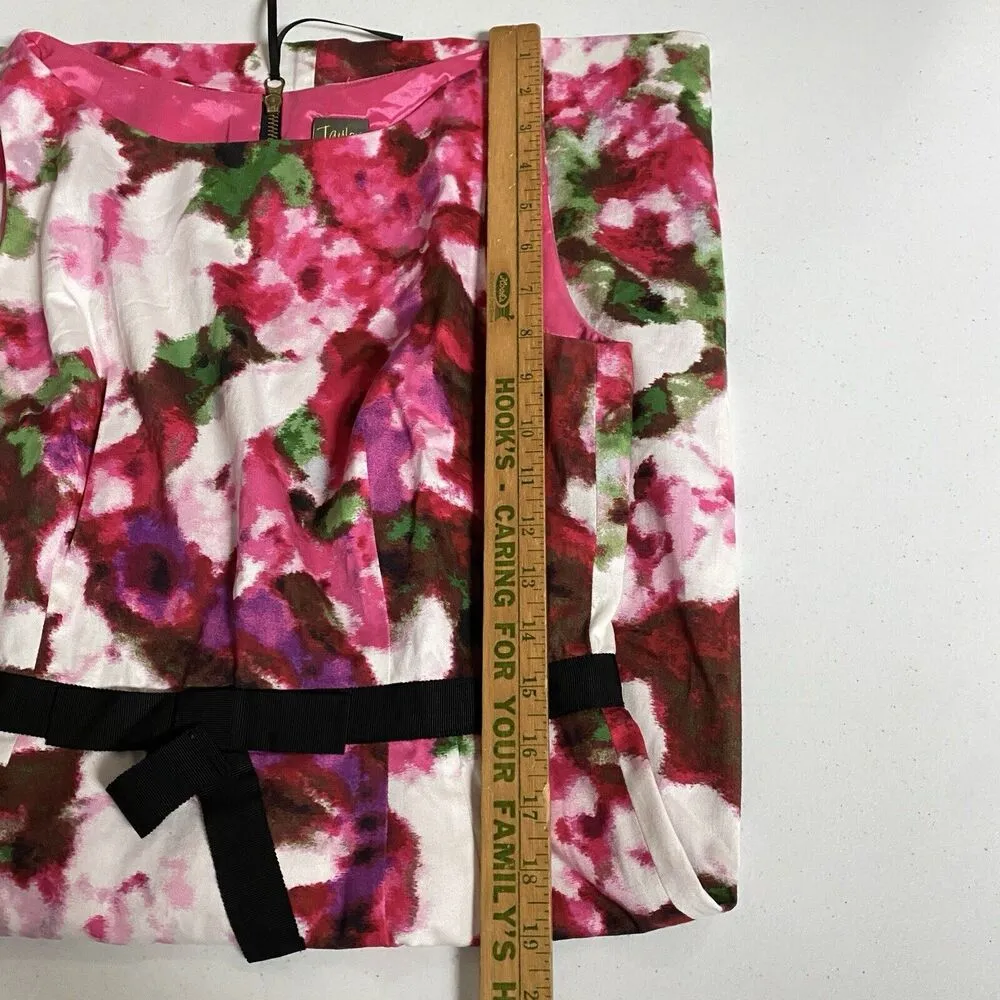 Taylor Tea Sleeveless Pink Roses Sheath Dress Sz 4 Casual Floral Church Workwear - Image 8