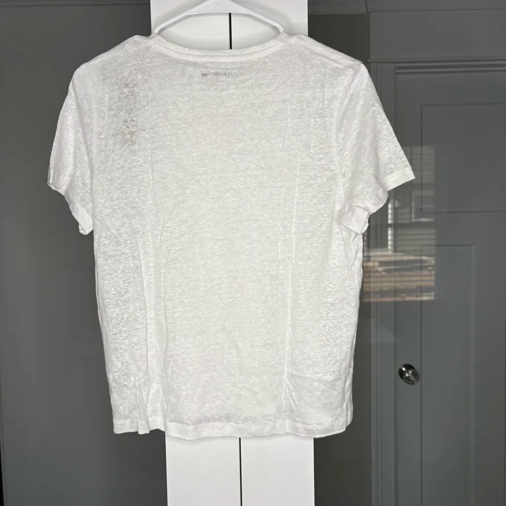 NWT J. Crew New Relaxed Linen T-shirt Short Sleeve White - Image 3
