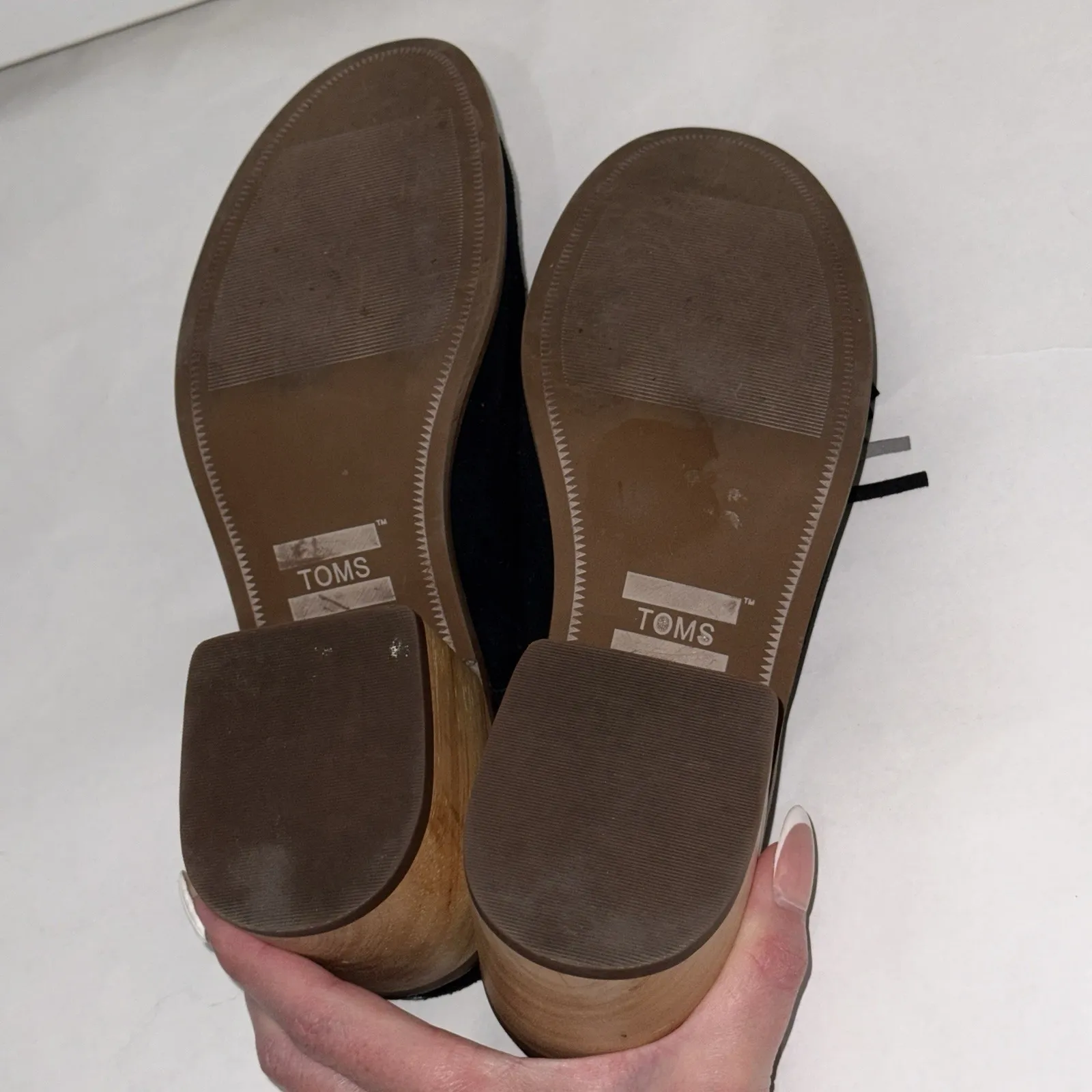 Toms Leila Tassle Mule Black Size 7 Slip On Heel Fall Shoes Chunky - Image 5