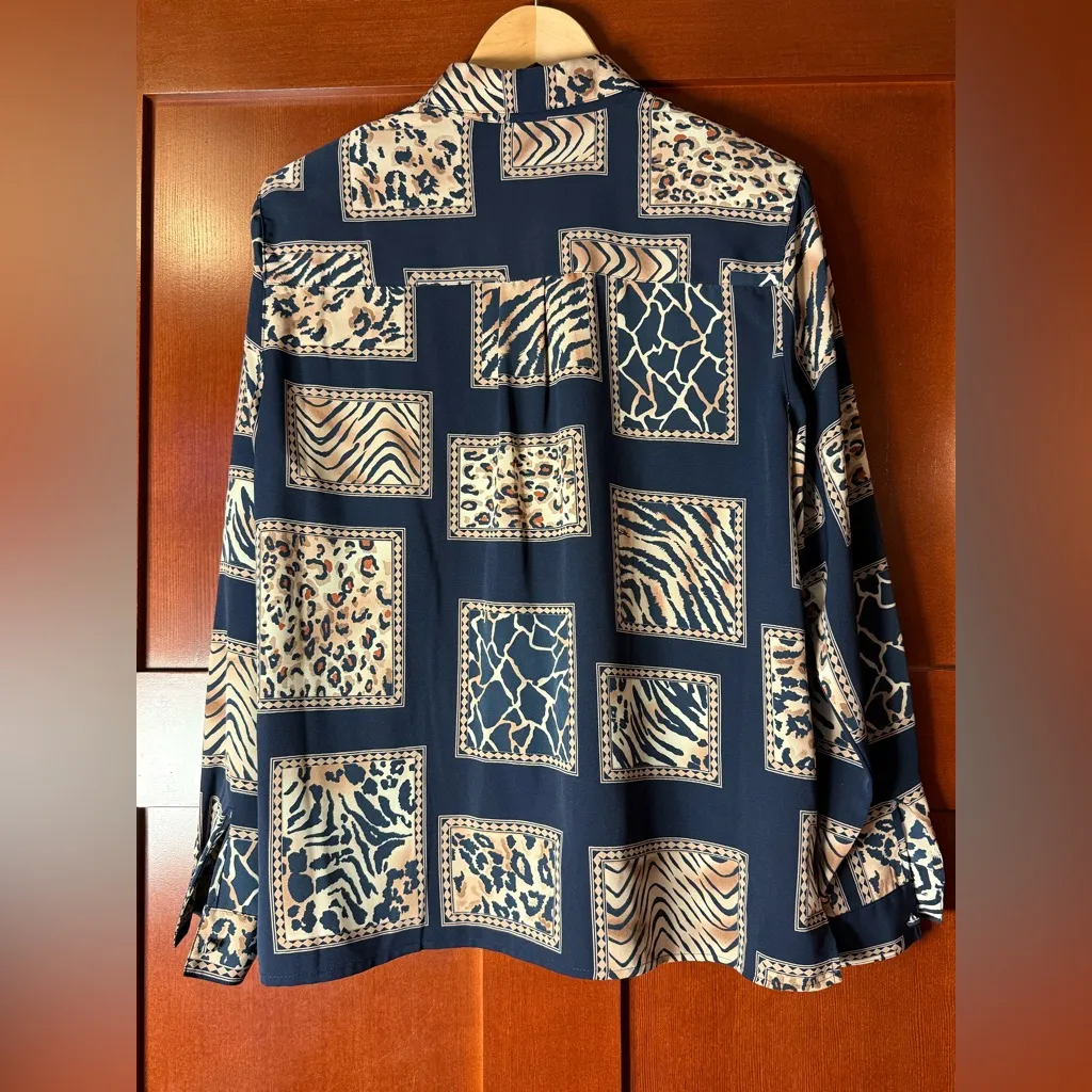 Alfred Dunner  Vintage Animal Print Button-Up Blouse Size 14 - Image 10