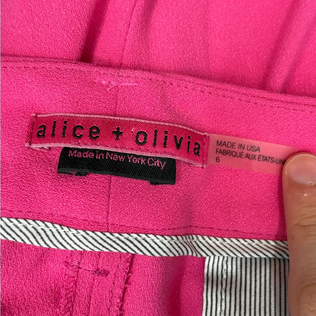 Alice + Olivia pink Pompey pleated front high waisted wide leg trousers pants 6 - Image 9