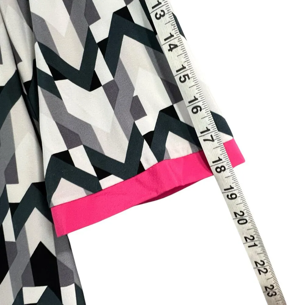 Eliza J Shift Dress Women 4 Gray Pink Trim Geometric 3/4 Sleeve Stretch Timeless - Image 12