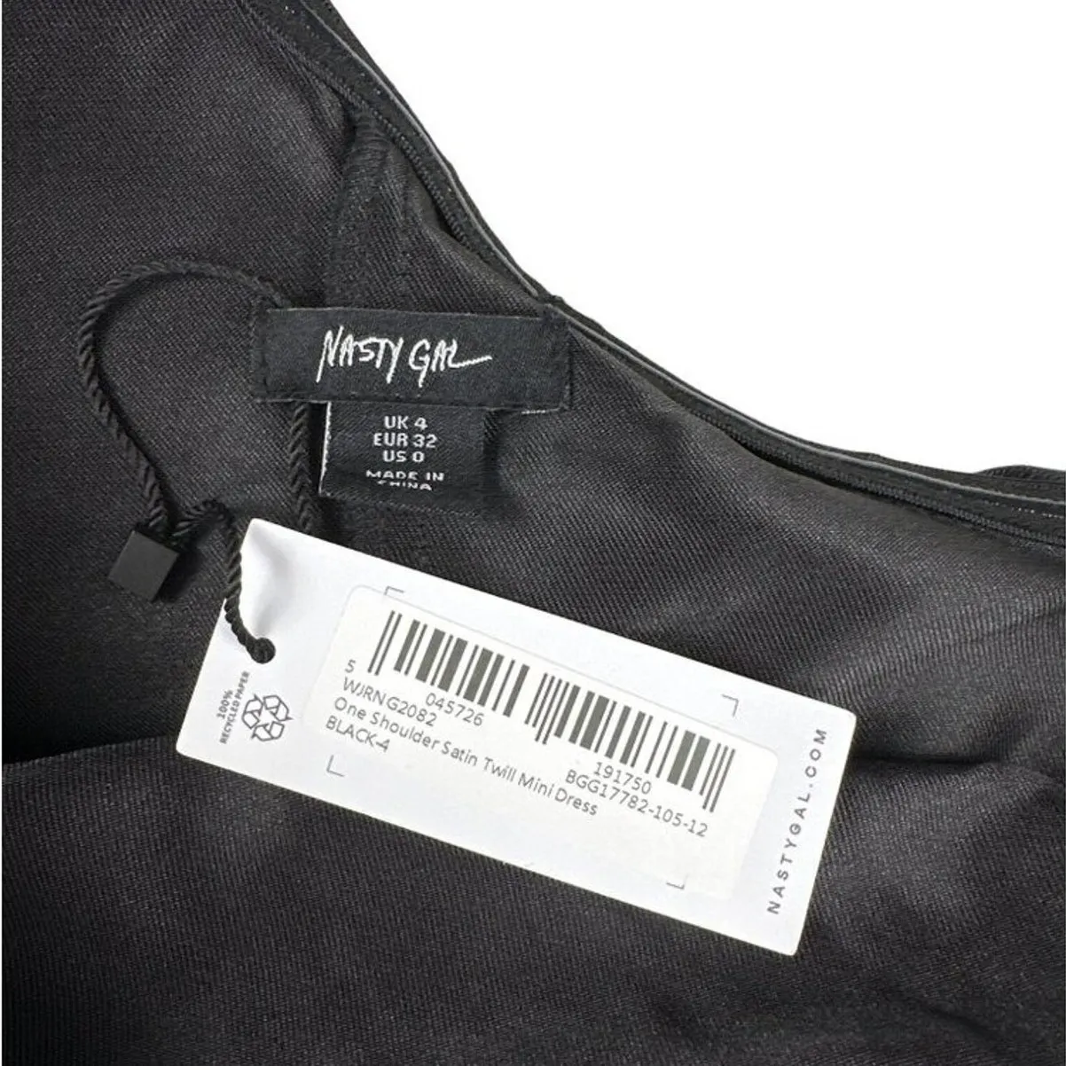 Nasty Gal - One Shoulder Satin Twill Mini Dress in Black - Image 2