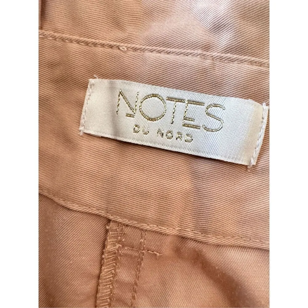 NWOT Notes Du Nord High Waist Ruffled Casual Cargo Pants in Tan Size 36 - Image 3