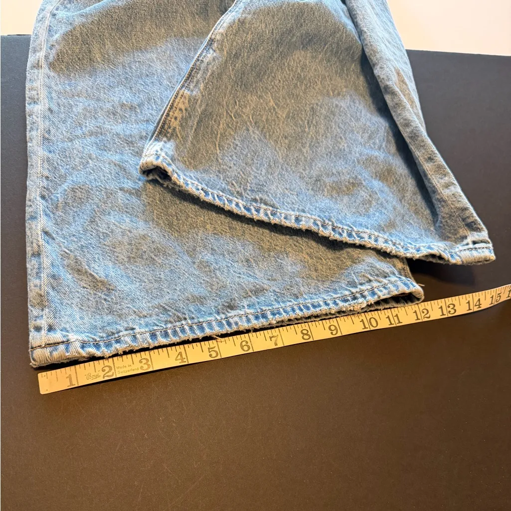 American Eagle Low Rise Baggy Flare Jeans sz 8 Long, Light Wash Distressed NWOT - Image 16