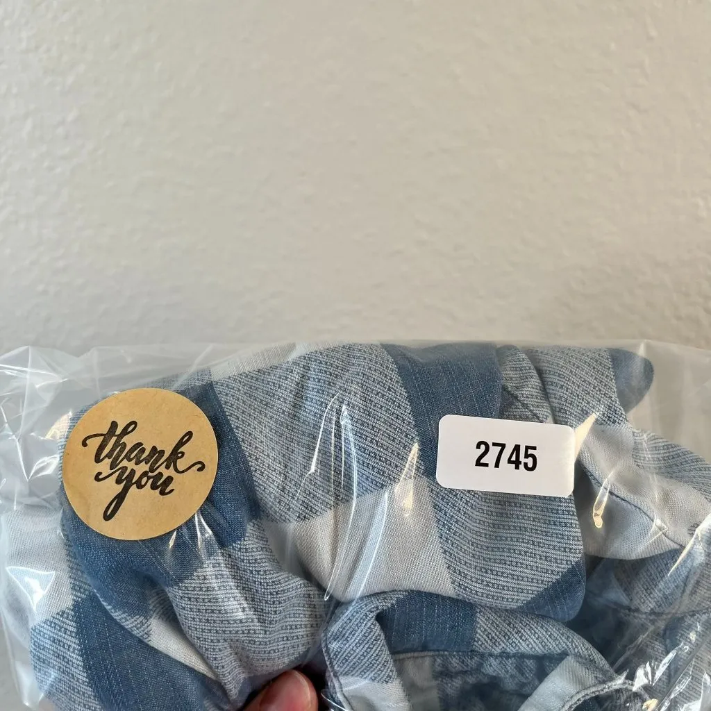 Cloth & Stone Womens Blue Plaid checkered Button-Up Casual Tencel Shirt XS - Image 10