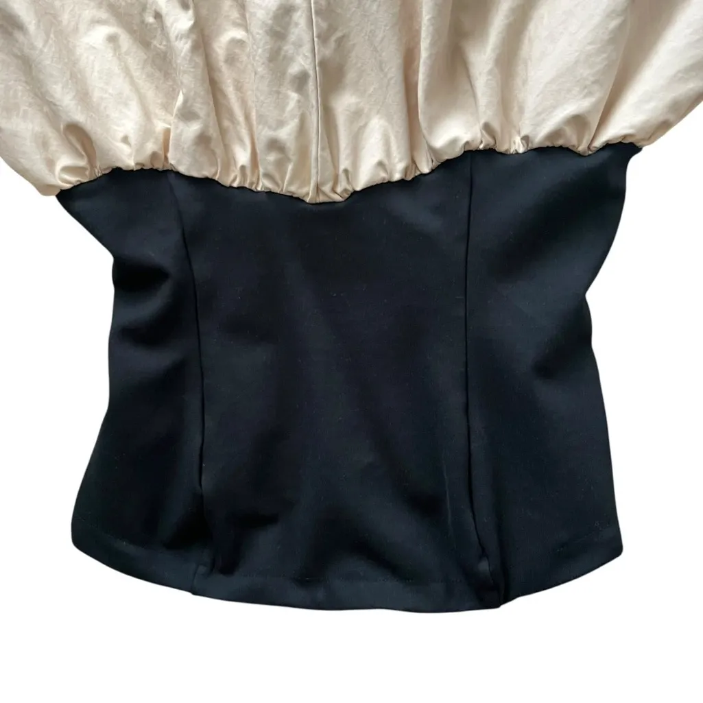 Anthropologie Maeve Women’s Strapless Black Cream Bubble Shorts Romper Sz Medium - Image 3