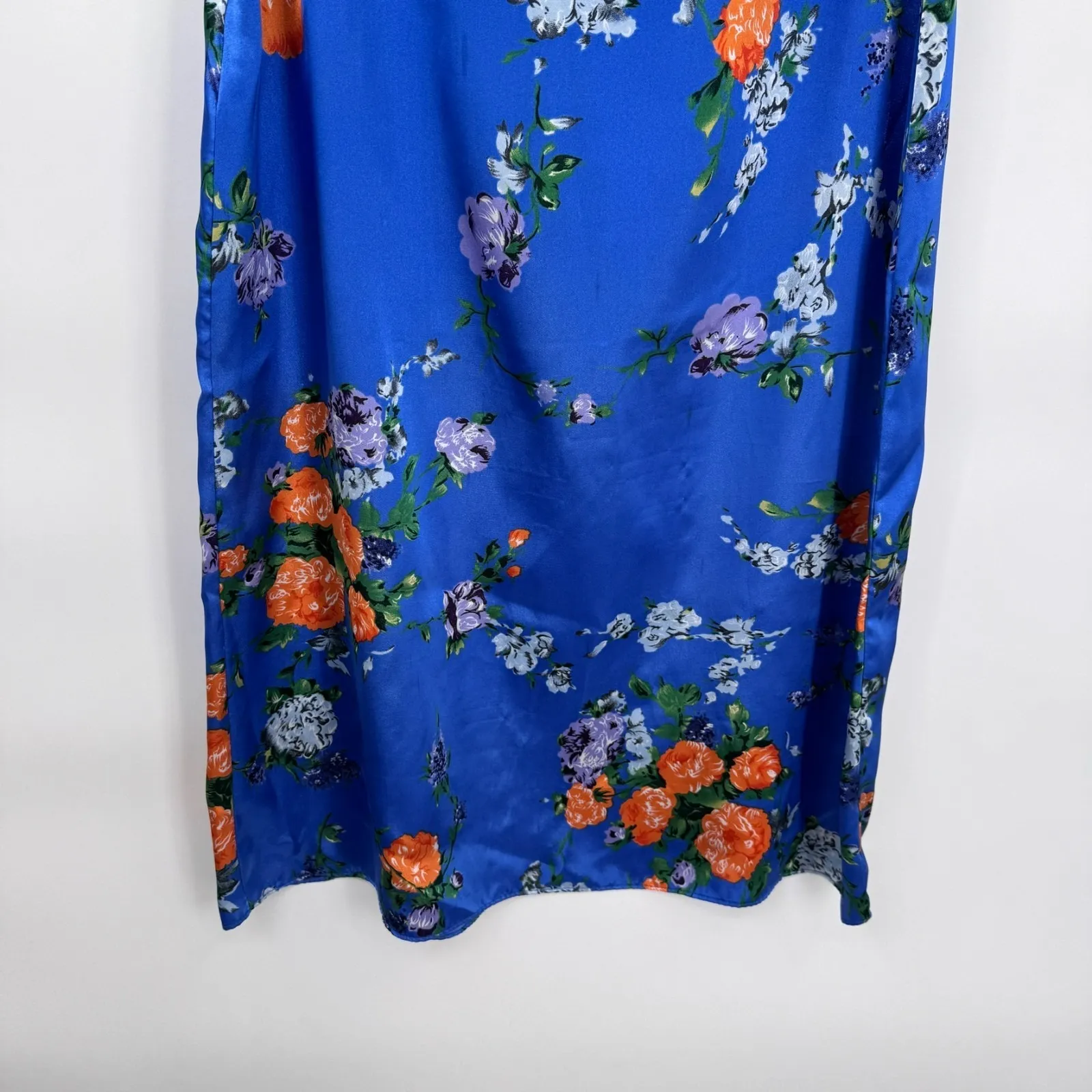 Vintage Y2K Exhilaration Skirt Womens Small Blue Satin Floral Rhinestone Grunge - Image 8