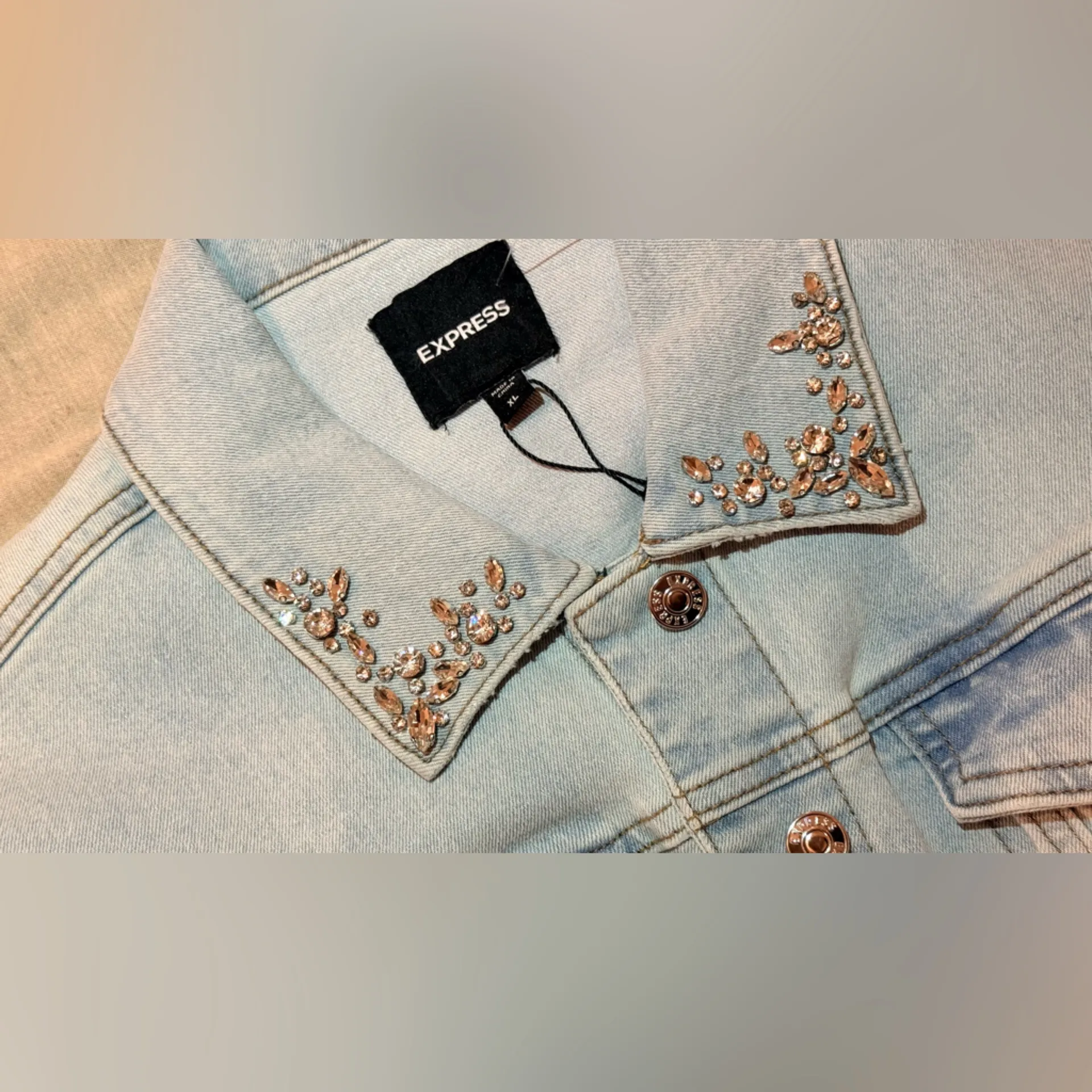 Express Denim Jacket in Light Blue | Size XL - Image 11