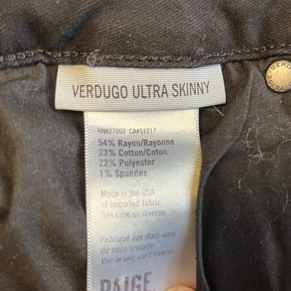 Paige Jeans Distressed Verdugo Ultra Skinny Jean Pitch Black Destructed 31 EUC - Image 11