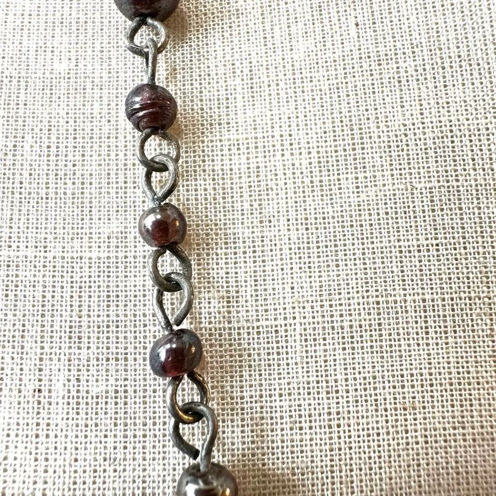Metal heart beaded long necklace - Image 2
