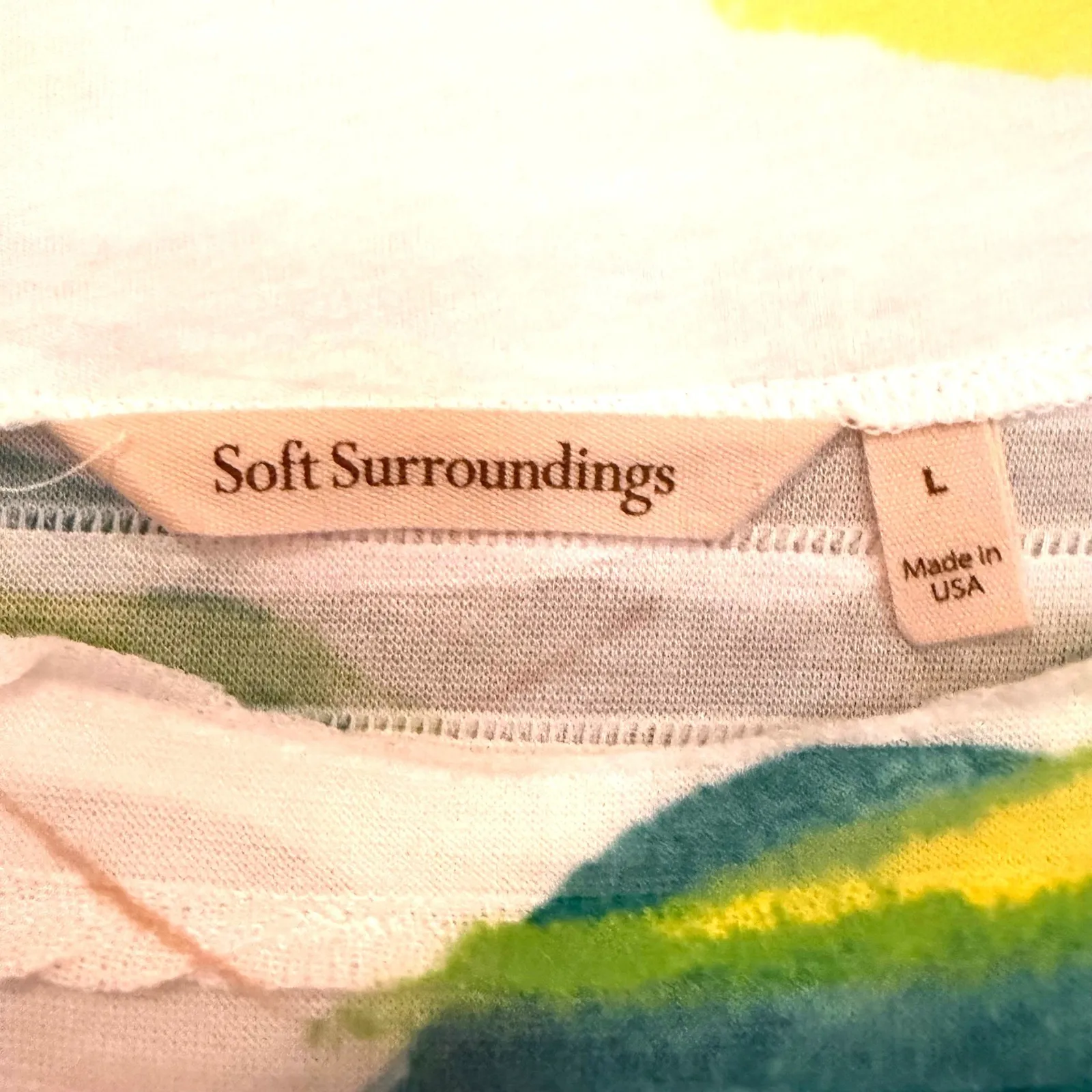 Soft Surroundings Reagan Tropical Stripe Tunic Top Women's Large Resortwear - Image 4