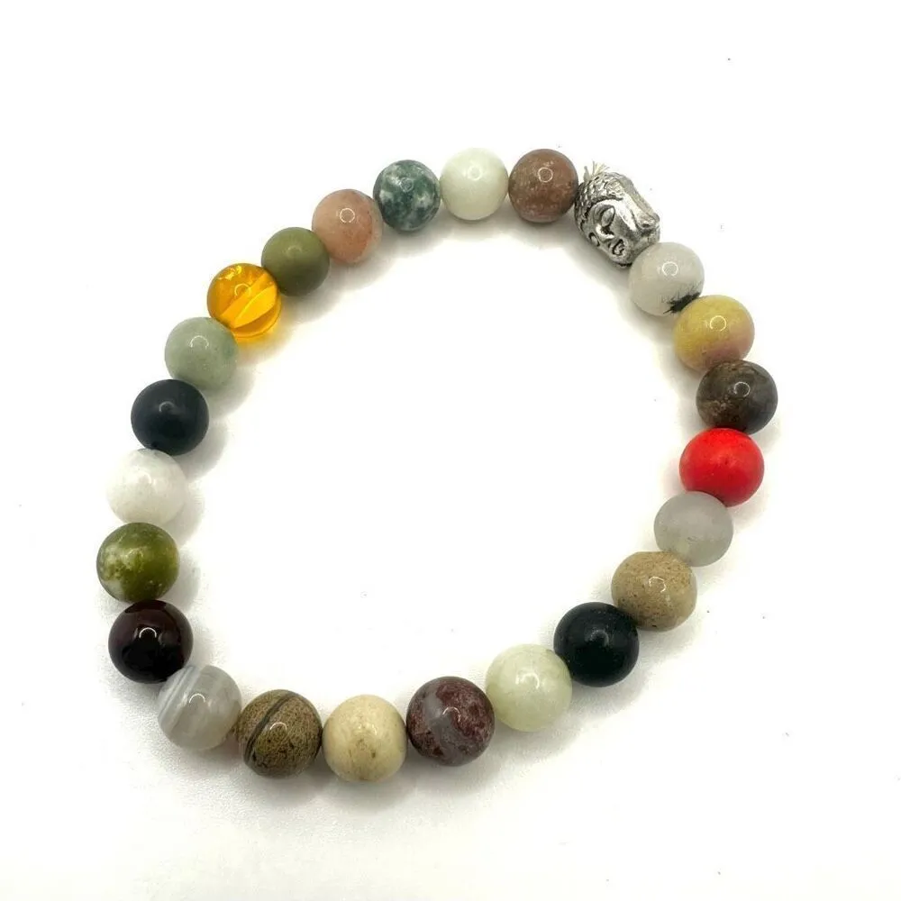 Buddha bead natural stones stretchy bracelet - Image 3