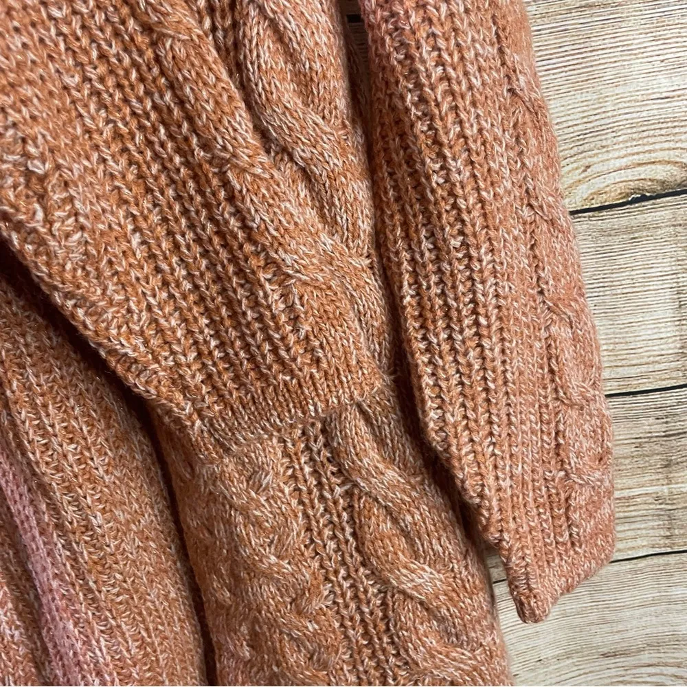 chunky knit cozy stretch open cardigan orange/glitter women size XS - Image 8