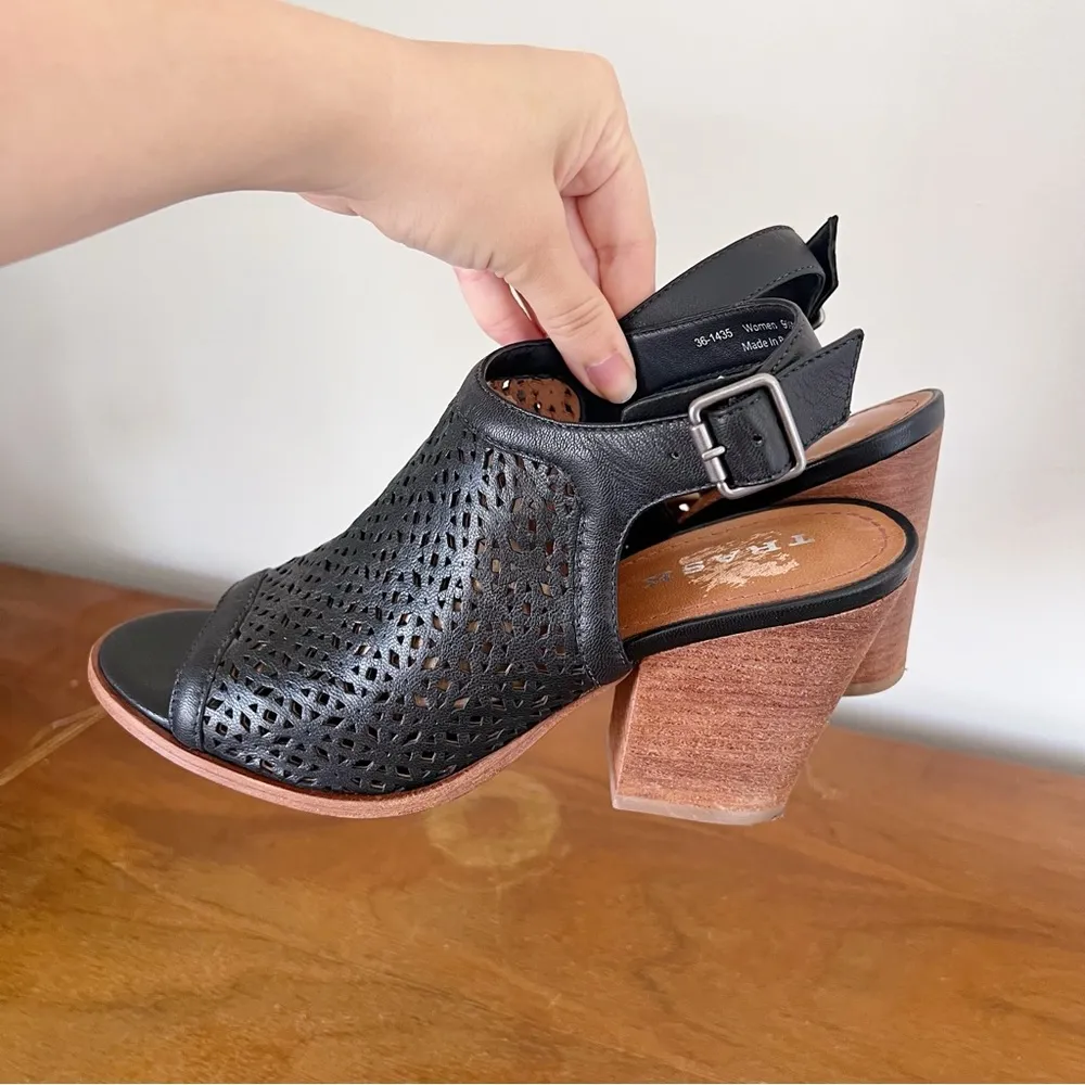 TRASK • Parker Perforated Slingback Sandal black leather lasercut punched Size 9.5 - Image 6