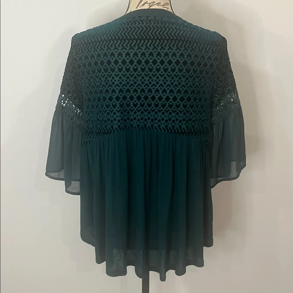 Anthropologie Meadow Rue Surya burnout velvet flowy flutter relaxed swing top XS - Image 2