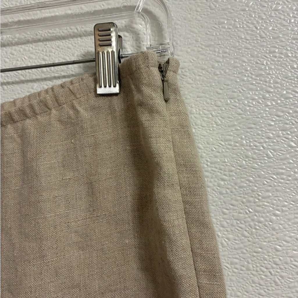 Eileen Fisher Tan Linen Pants PS elastic waist with side zipper - Image 5