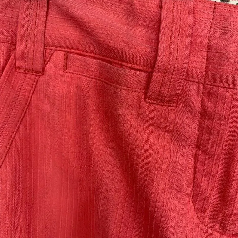 Ted Baker Coral Pink Wide Leg Straight Pants Womens Size 1 Cotton Striped - Image 4