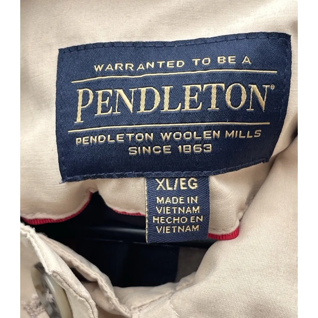 Vintage Pendleton Women’s Size XL Khaki Brown Long Trench Pea Coat Belt Strap - Image 9