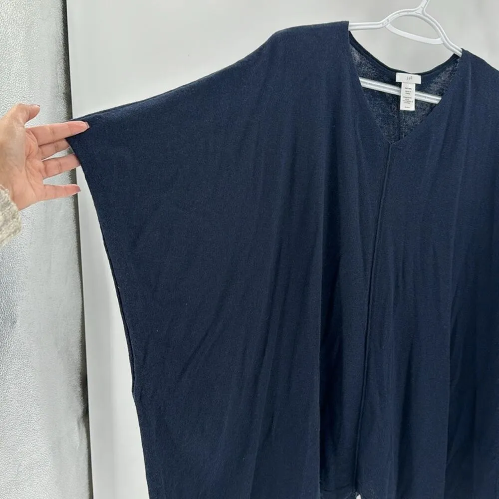 J.jill merino wool poncho navy blue arm holes size OS lightweight coastal - Image 4