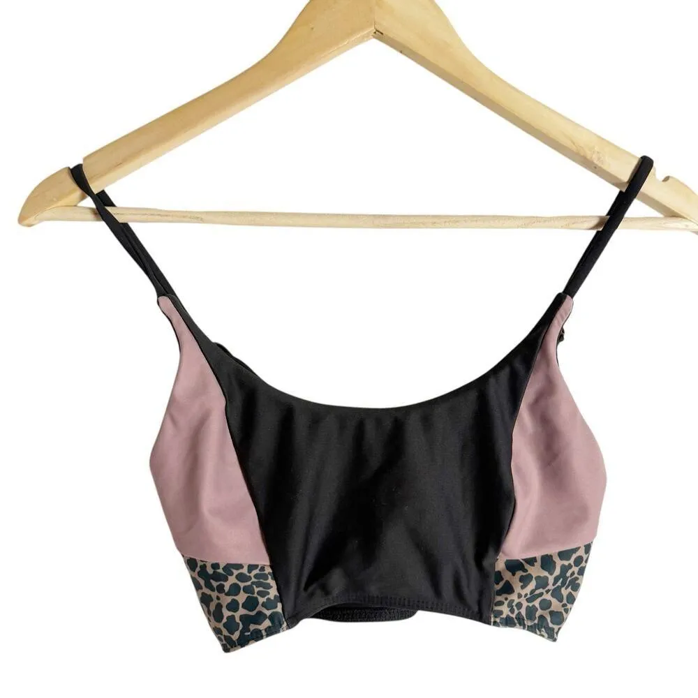 Beach Riot Sport Tori Leopard Colorblock Crossover Leggings Sports Bra Set Small - Image 2