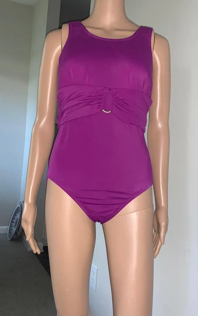 Tummy Control Belted Swim Pink Size 8 - Image 2