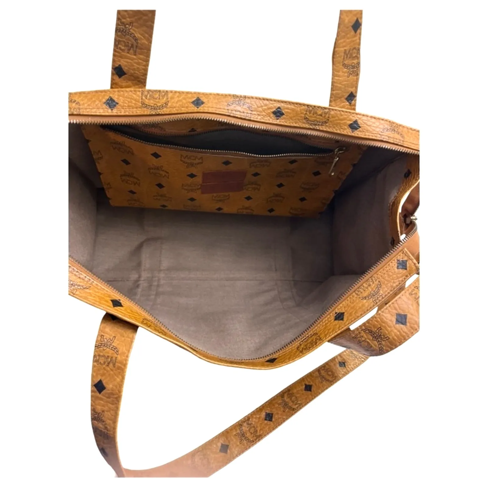 Vintage MCM Cognac Visetos Tote Bag Made in Germany Coated Canvas Shopper - Image 10