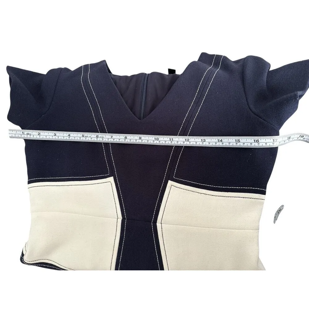 Ann Taylor Size 2 Navy White Short Sleeve Stitch Bodice Women’s Sheath Dress - Image 7