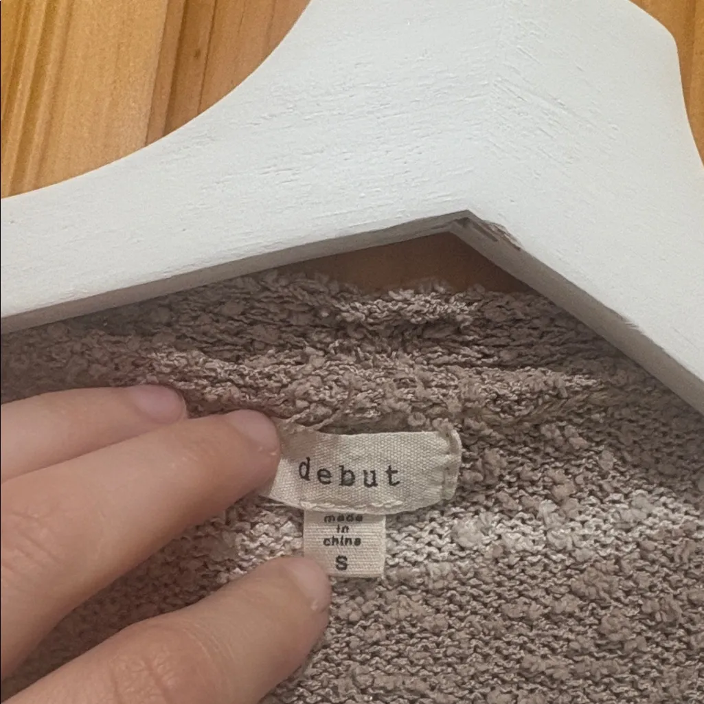 Nordstrom Size Small Tan and White Striped Cardigan Sweater - Image 3