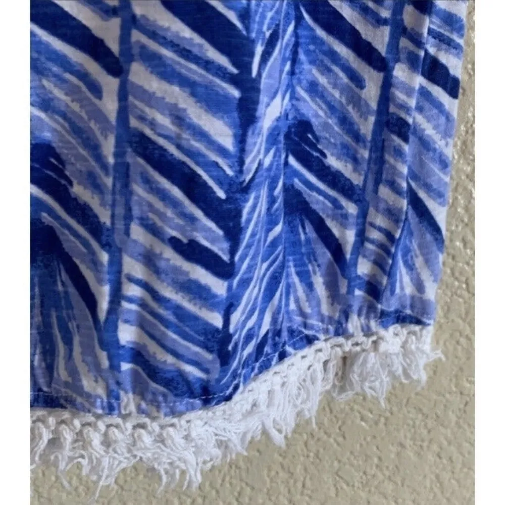 Lilly Pulitzer Lapis Blue White Costa Verde Kipper Fringe Top XS WORN ONCE RARE - Image 3