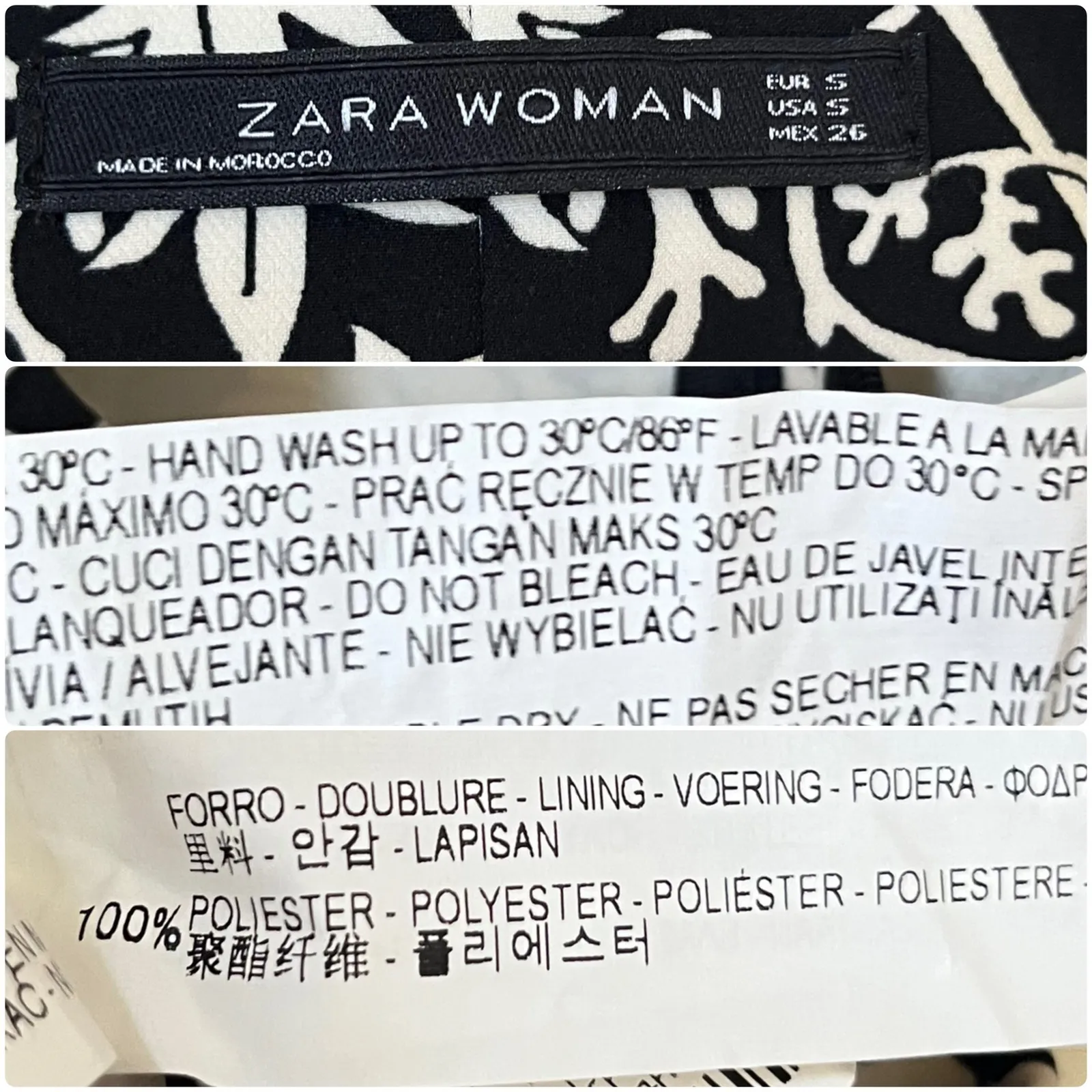 Zara Women Black White Floral Print Back Center Slit Pencil Skirt Size Small - Image 10