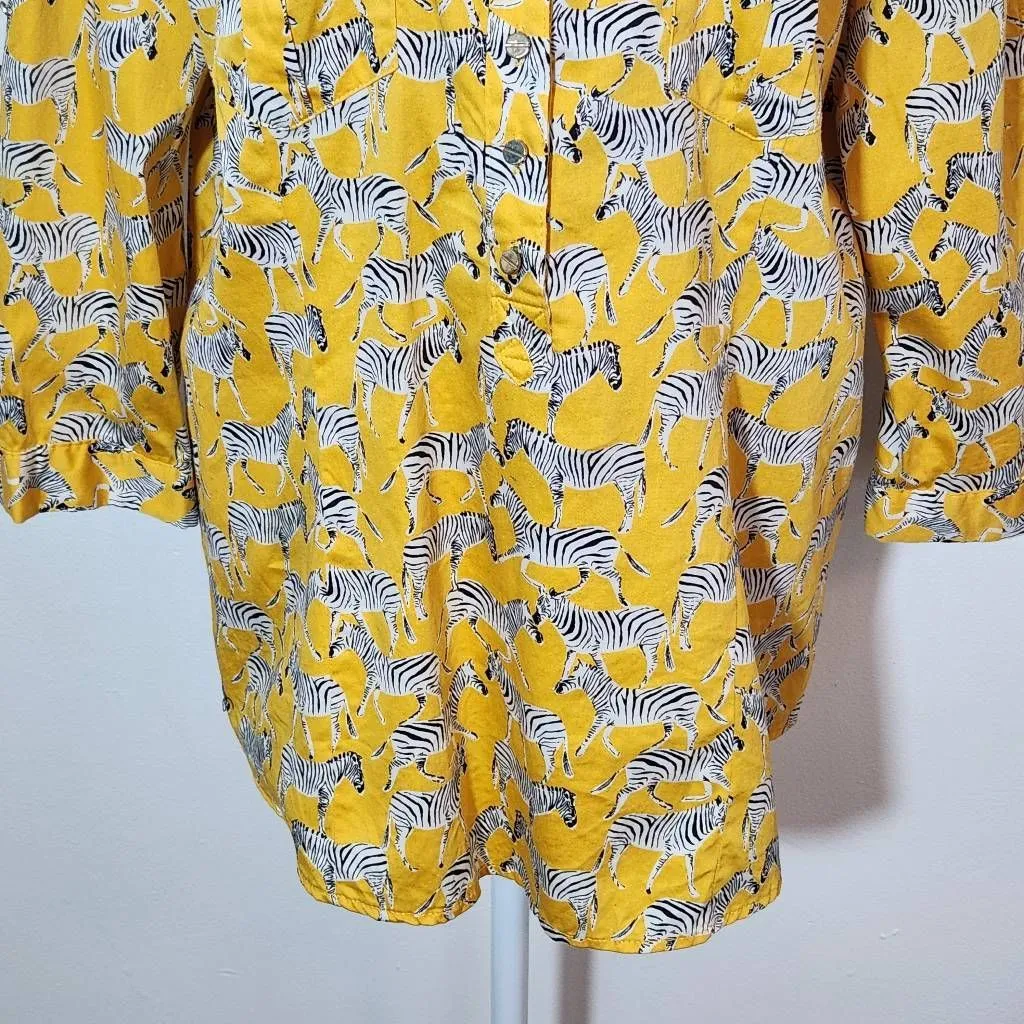 7th Avenue New York & Company Yellow Zebra Shirt Size XL Yellow Zebra Top - Image 4