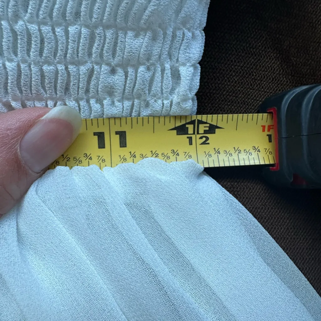 CUPSHE White Sheer Strapless Bathing Suit Cover Up with Pom Pom Hem Sz S/M - Image 14