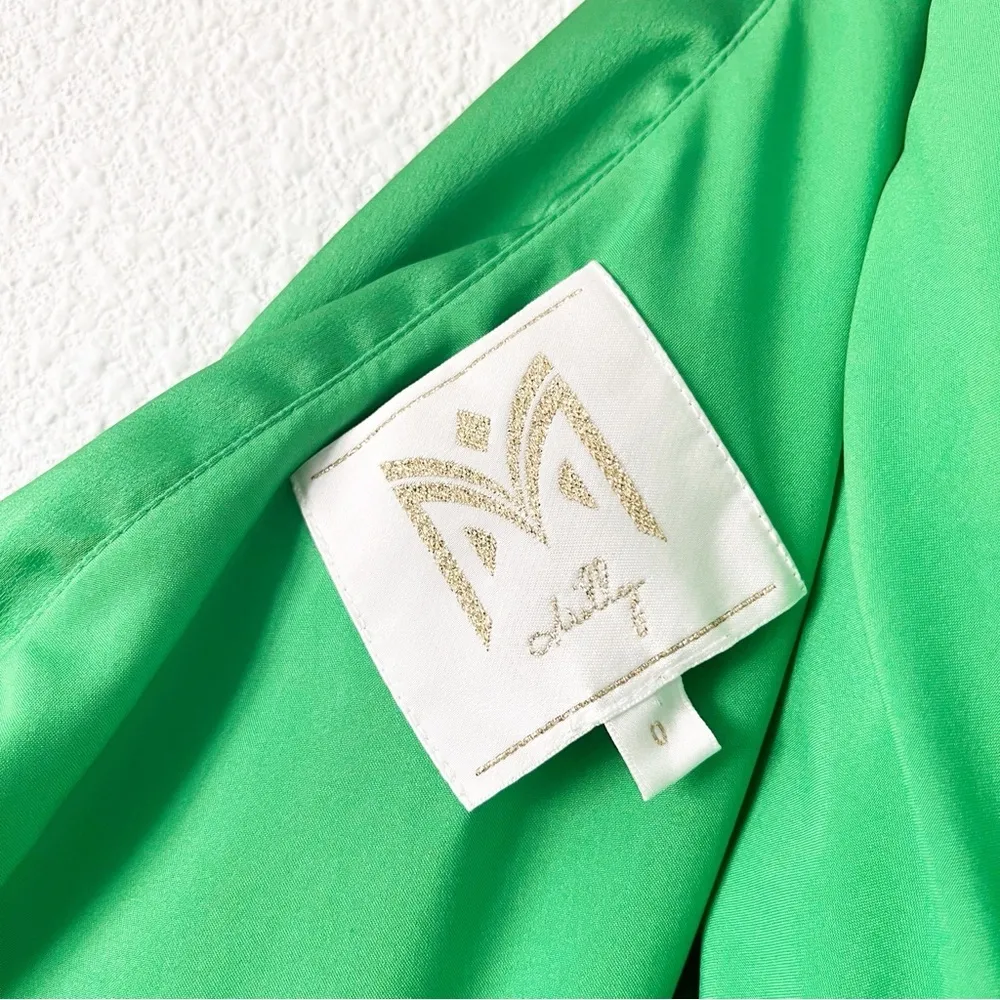 Milly Estelle Estelle Pleated Satin One-Shoulder Maxi Dress in Green - Image 8