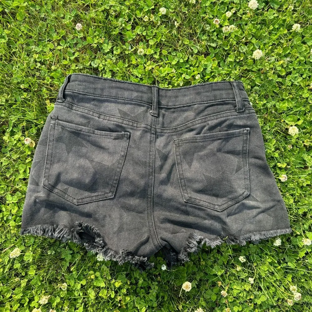 Faded Distressed Charcoal Star Jeans Grunge Emo Size 6 - Image 4